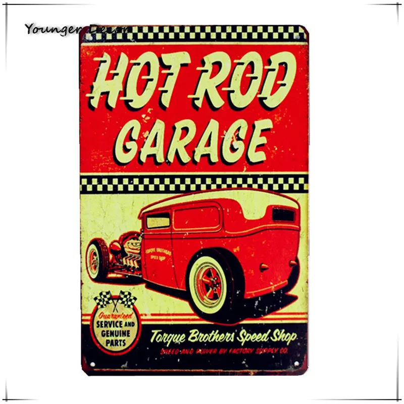 Американский Hot Rod Garage Настенный декор крутящего момента братьев Скорость