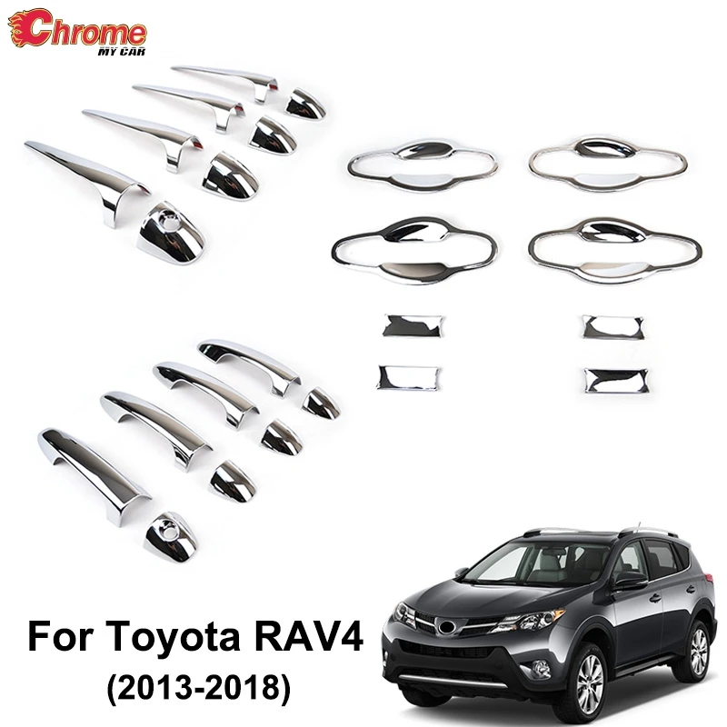 Для Toyota RAV4 2013 хромированная наружная дверная ручка, крышка для чаши, полость, отделка, украшение автомобиля, Стайлинг