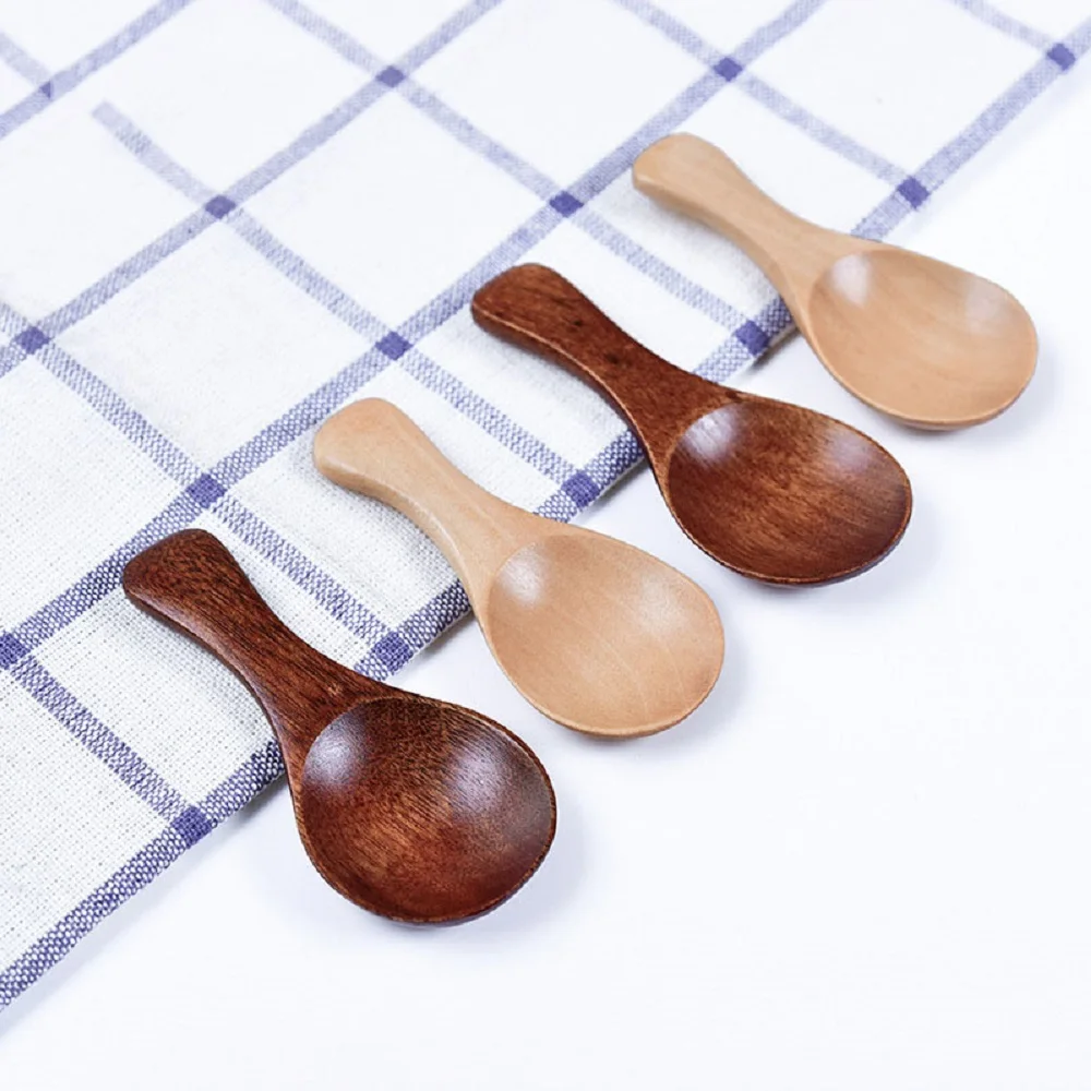 2019 Mini Wooden Spoon Coffee Tea Sugar Salt Spoons Kids Small Spoon