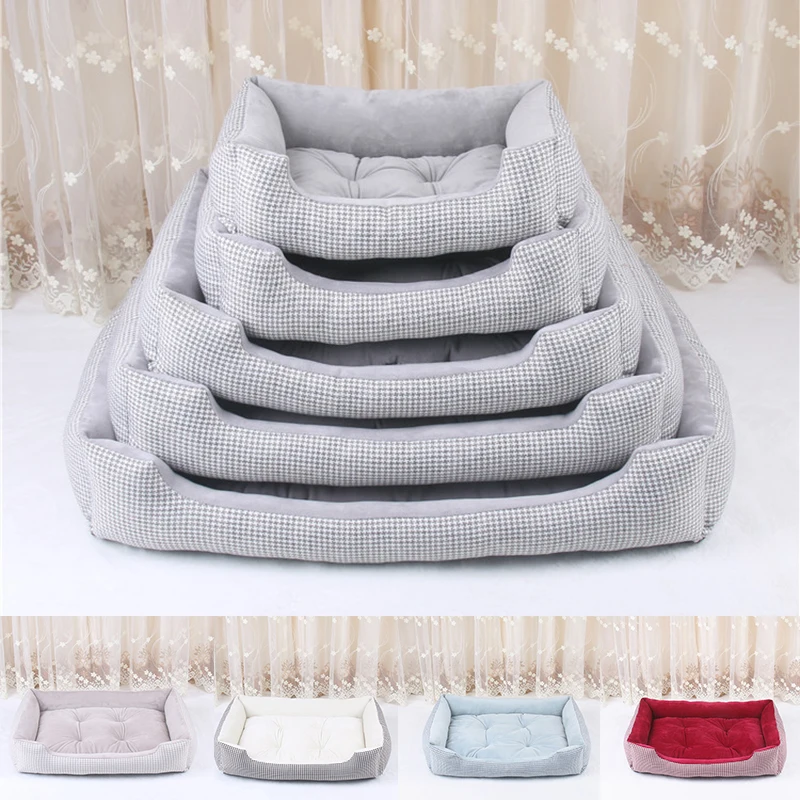 Best Soft Fleece Dog Bed Mats Striped Pattern Detachable Pet Bed for Large Dogs Washable Cats #039; House Dog Pad Kennels Pet Supplies