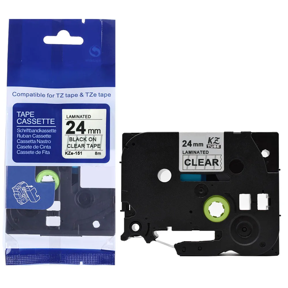 

CIDY Tze 151 Tz151 Black on clear Laminated Compatible P touch 24mm tze-151 tz-151 tze151 Label Tape Cassette Cartridge