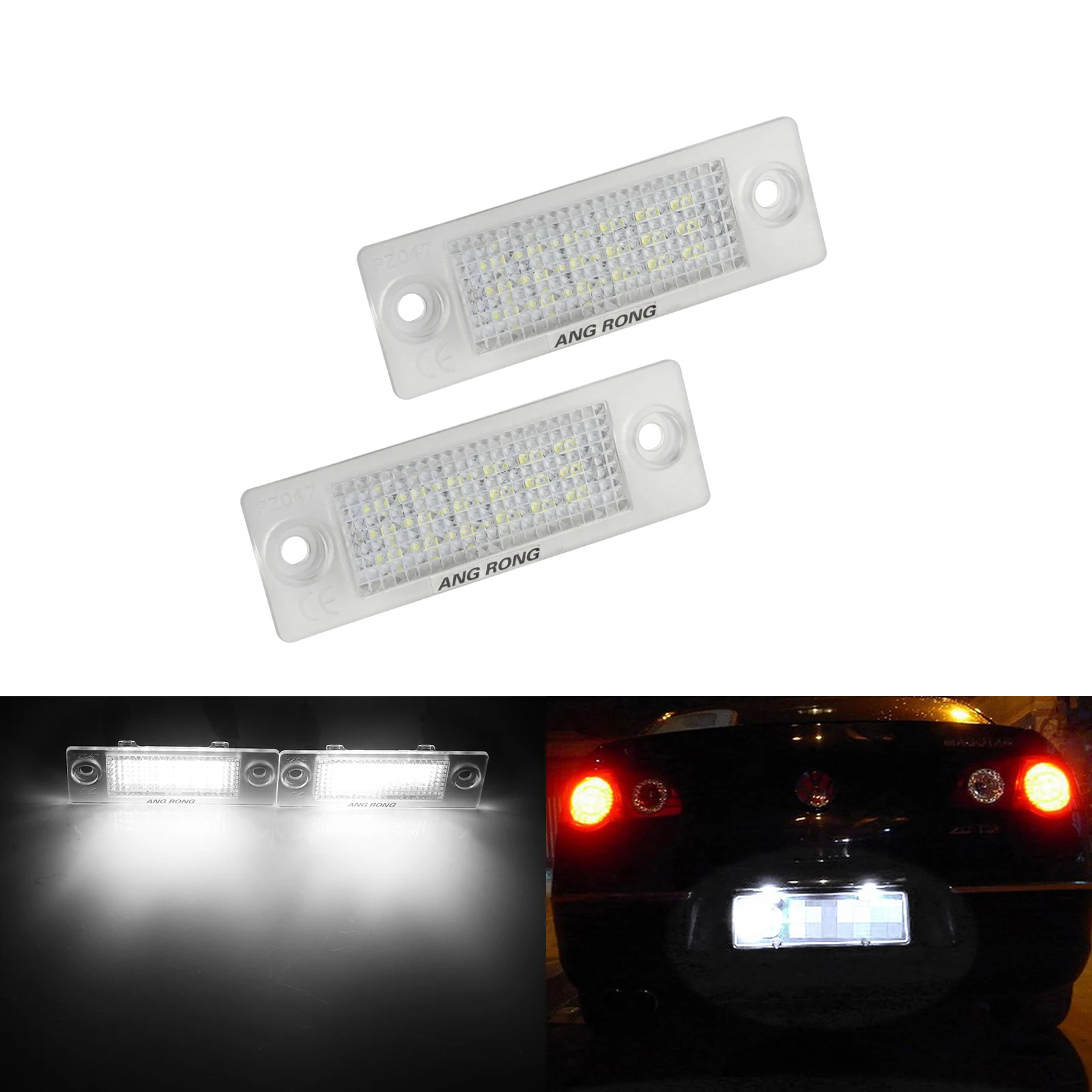 

ANGRONG 2X LED Licence Number Plate Light Canbus For VW Transporter T5 Golf Plus MK5 Caddy