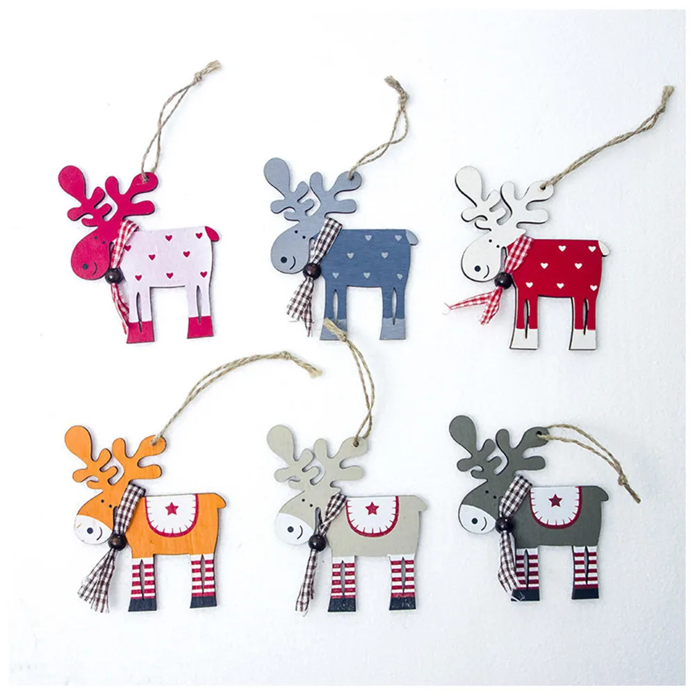 

Painted Wood Elk Pendant Christmas Tree Decoration Xmas Decor Deer Ornaments