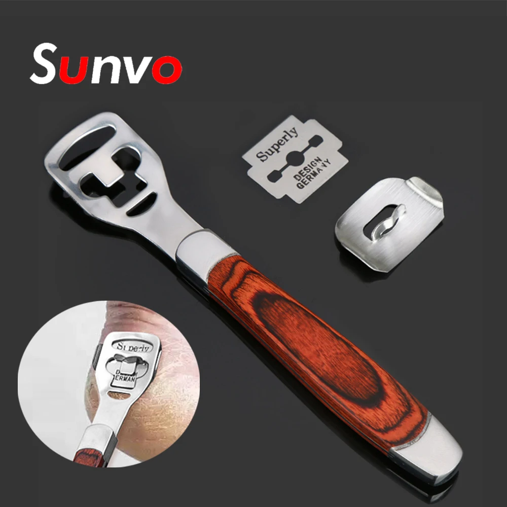 Sunvo деревянной ручкой Predicure машина + 10 лезвия бритвы Набор для омертвевшая кожа, кутикулы резак инструмент набор для ухода за обувью