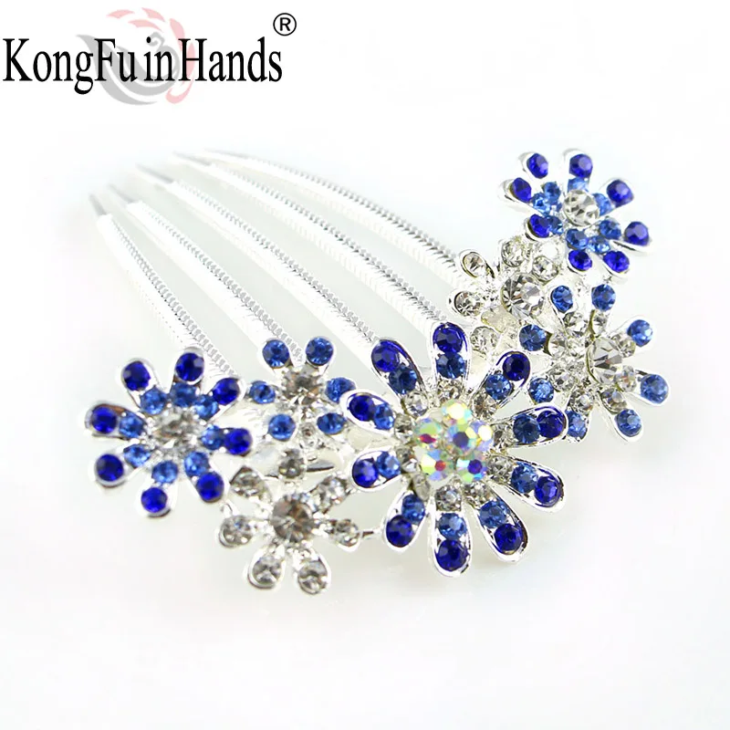 

Free Shipping New amazing Rhinestone luxury Star Hair combs purple/blue/pink Crystal accessories birthday gifts Dance party
