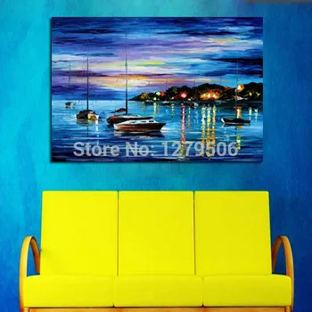 

Acrylic sea boat Painting Palette Knife Wall Art Picture Home Decor Hand Painted Abstract Natural Scenery Oil Painting on Canvas