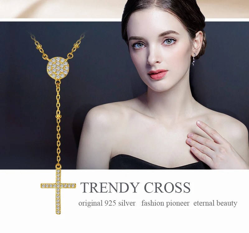 TONGZHE стерлингового серебра 925 ожерелья для женщин Модный Белый Розовый крестик позолоченный злой глаз турецкие ювелирные изделия KLTN062-1