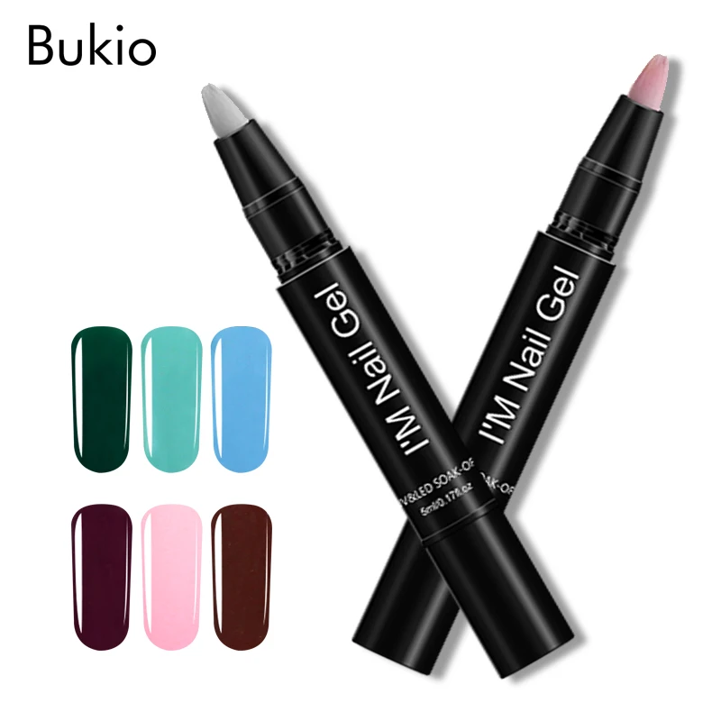 

Bukio Nail Gel Varnish Pen Glitter Semi-permanent Hybrid Gel Polish 35 Colors UV Gel Nail Art Accessoires Need Top Base Coat