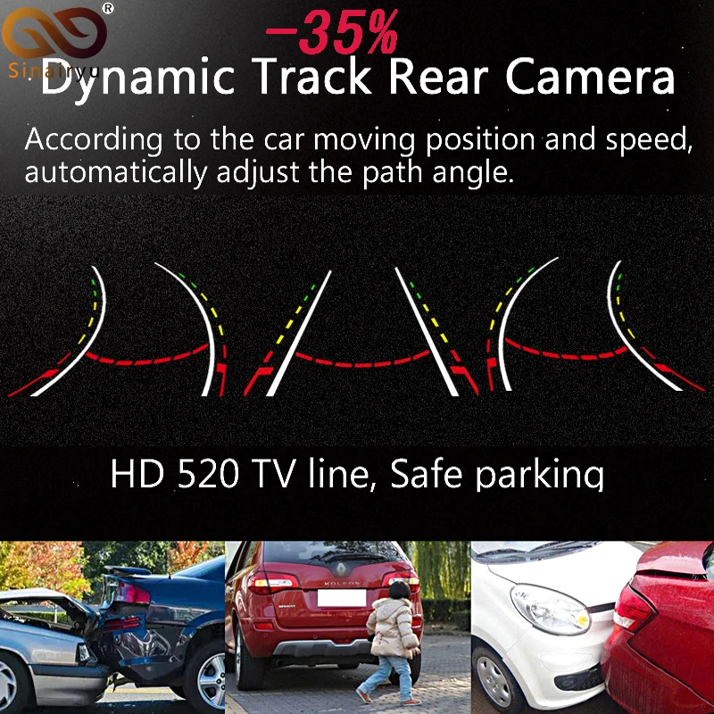 

Sinairyu Intelligent Dynamic Trajectory Tracks Vehicle Rear View Camera HD Car Reverse Camera Auto Waterproof Parking Assistance