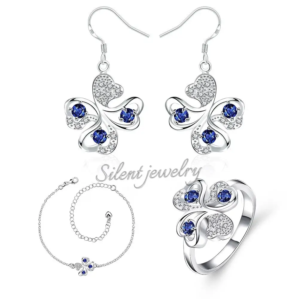 S041 A Fashion popular 925 silver plated jewelry sets for sale free