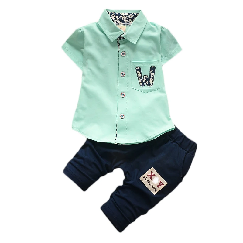 

WEIXINBUY Fashion Baby Boys Clothes 2018 Summer Bowknot T-shirt +Plaid Pants Set Kids Outfits Toddler Kids Cotton Clothes