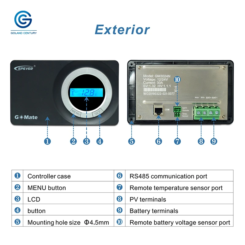 Epever, Новое поступление, GM3024N, GoMate, серия, заподлицо, PWM, двойная батарея, Солнечный контроллер заряда, 30A, 12 В/24 В, используется на автомобиле и лодке