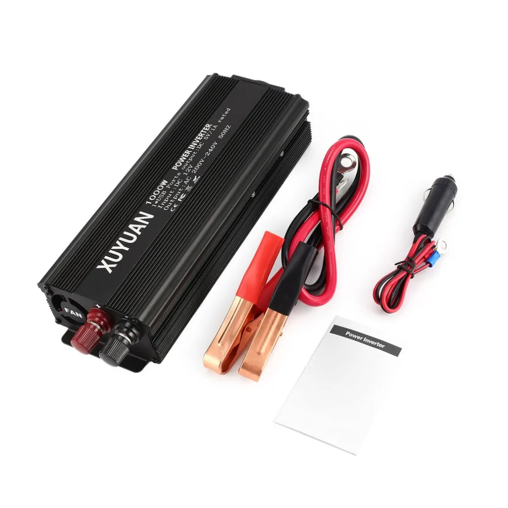 

Peak 1000W Car Inverter Pure Sine Wave Inverter DC 12V to AC220V 50HZ Inverter Built-in cooling Fan Overload Protection EU Plug