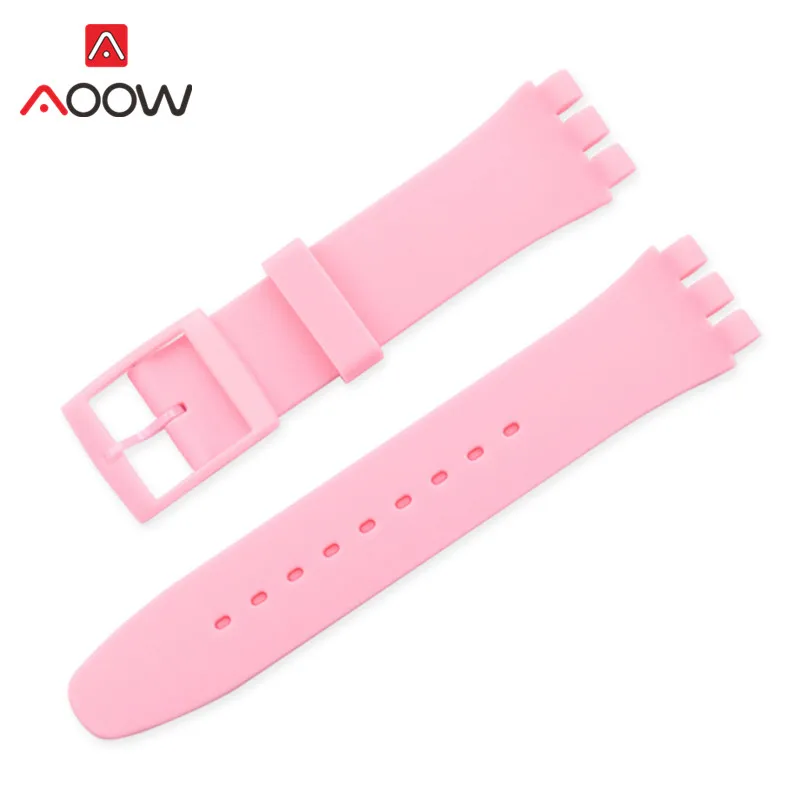 Vibrant Silicone Watchband - Colorful Rubber Bracelet Strap in Pink and Black
