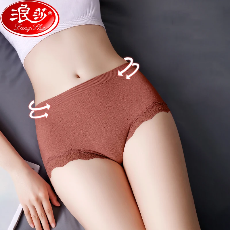 

LANGSHA Mid Waist Sext Lace Control Panties Women's Seamless Shapers Soft Cotton Slimming Fitness Underwear Ladies Body Briefs