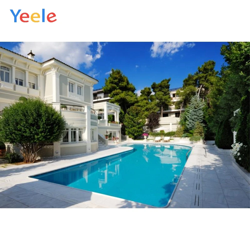 

Yeele Swimming Pool Tree Villa Holiday Portrait Photography Backgrounds Customized Photographic Backdrops For Photo Studio