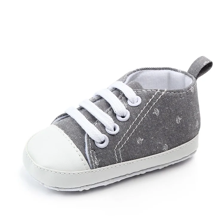 AiKway Baby Shoes First Walkers Boy Girl Canvas Newborn Baby Casual Shoes Soft Bottom Crown Infant Toddler Shoes - Цвет: Grey crown