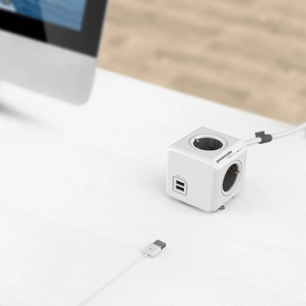 Розетка Allocacoc PowerCube с 4 розетками двойной USB адаптер кабелем 150 см/300 см|powercube