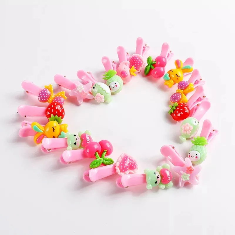 

10Pcs/lot Kids Flower Cartoon Barrettes Acrylic Hair Clips for Girls Bow Hair Accessories Cute Pink Mix Color Children Hairgrips