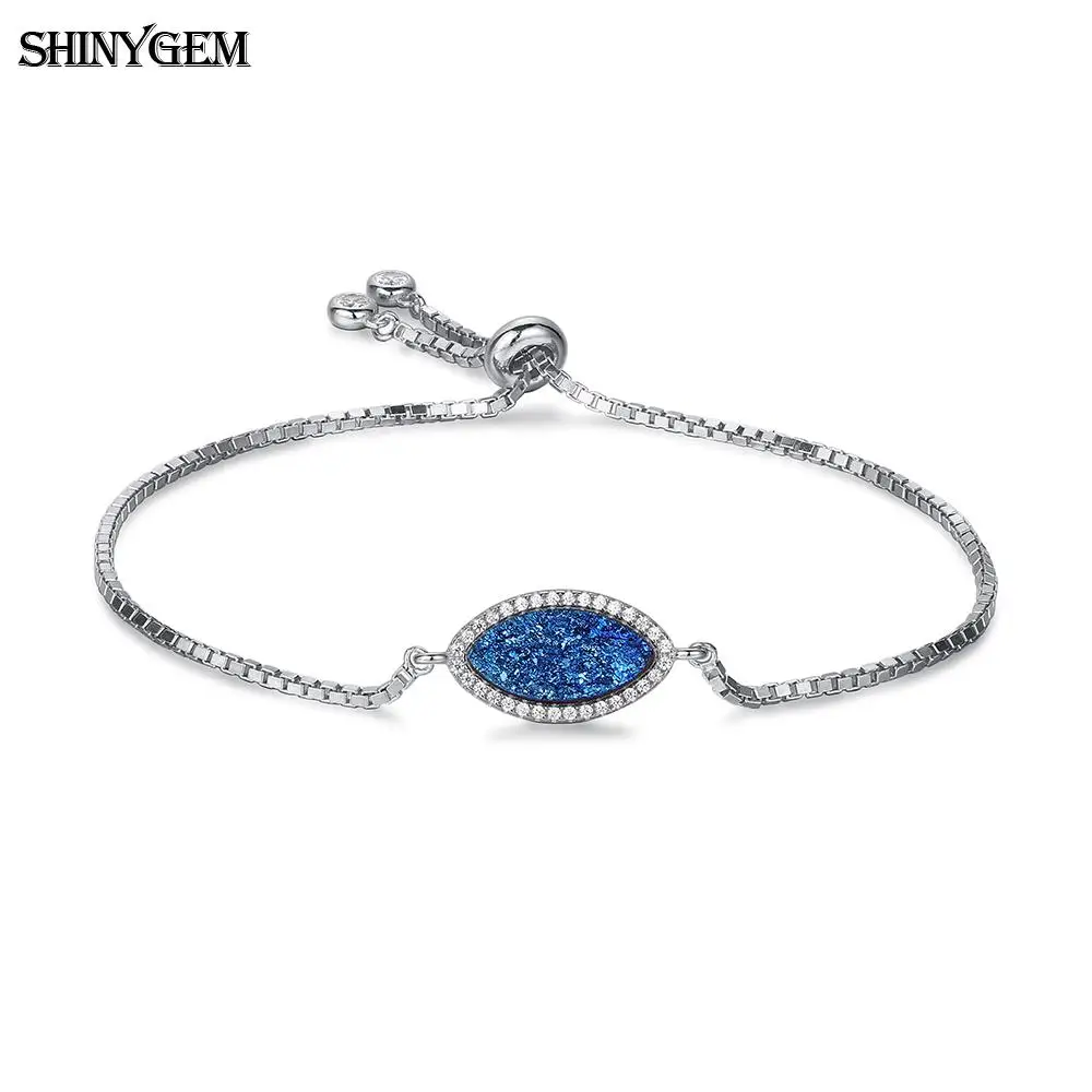 ShinyGem Adjustable 925 Sterling Silver Link Chain Bracelets Sparkling