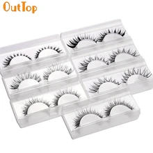OutTop colorwomen Макияж 7 пар натуральные Длинные Накладные ресницы ручной толстые накладные ресницы черные 161109 Прямая F30