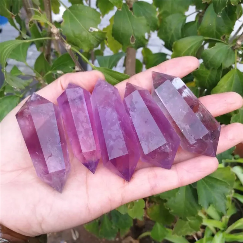 

Natural Amethyst Crystal Quartz Point Double Pointed Stone Minerals Great for Meditation Positive Healing Home Decoration