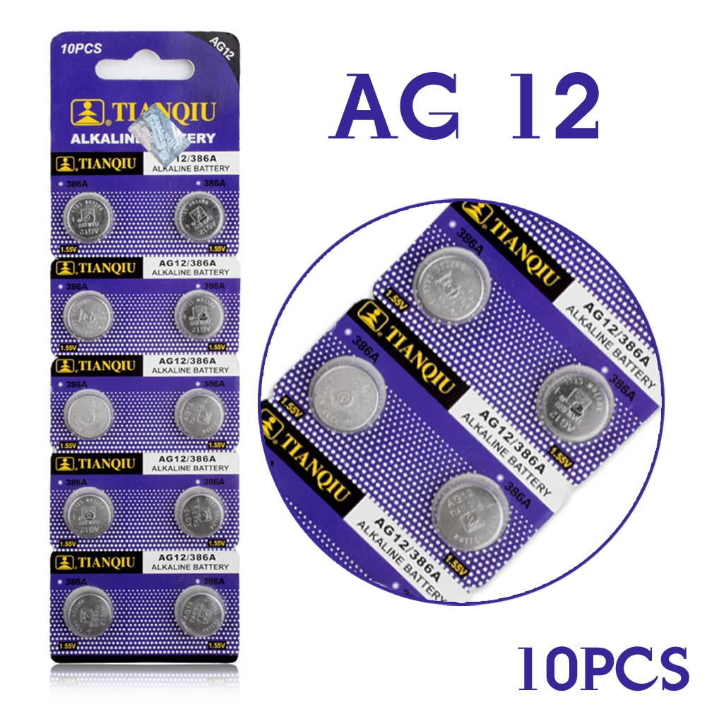 

Real Power Button Battery 10pcs LR43 Button Cell Coin Battery Alkaline AG12 V12GA SR43W SG12 260 1.55V EE6213