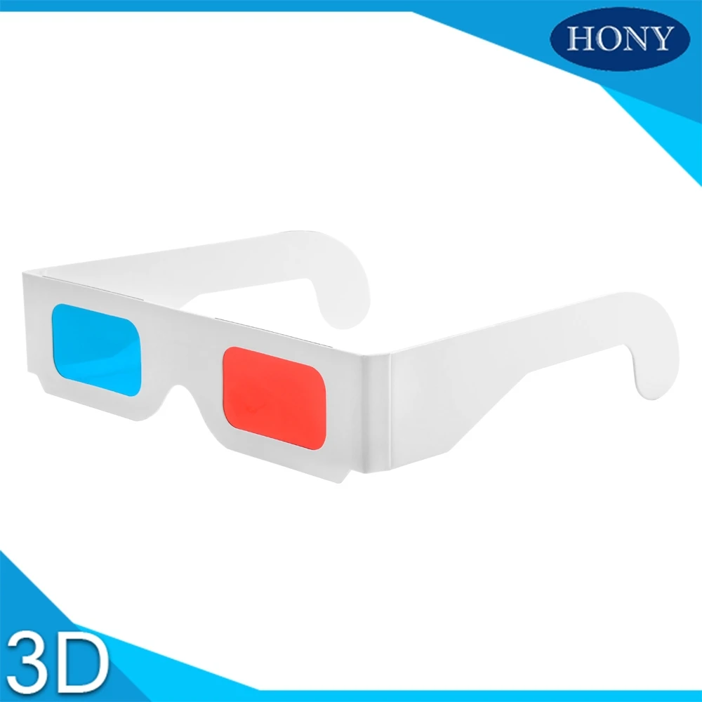 10 шт./лот, универсальные бумажные анаглиф 3D очки, бумага, красный синий/голубой 3D стекло для 3D кино игры DVD Vision/кинотеатров