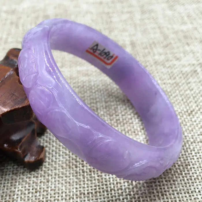 

57mm Vintage China Hand-carved Lavender Purple Jadeite Jade Bracelet Bangle 1090