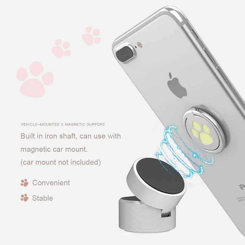 Cell Phone Finger Ring Holder Animal Footprint Phone Grip Kickstand for iPhone Samsung for iPad Fit for Magnetic Car Mount Stand