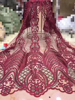 

Lastest Swiss voile laces African Lace Fabric Wine Red Nigerian French Fabric 2019 High Quality African Tulle Lace Fabric X3