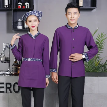 

Floral Print Farmhouse Waitress Waiter Uniforms Hotel Top Restaurant Bakery Unisex Long Sleeve Workwear Jacket Cleaning Clothing