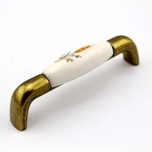 96mm kitchen cabinet handle ceramic drawer pull bronze zinc alloy cupboard dresser furniture handles pulls knobs