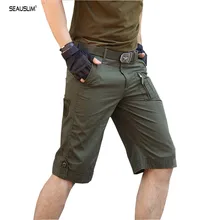 SEAUSLIM тактические шорты Карго короткие брюки мужские повседневные камуфляжные армейские военные брюки хлопковые мужские до колен LQ-TMJ-08
