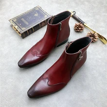 Модные мужские Ботинки martin из тисненой кожи; коллекция года; мужские туфли-оксфорды с острым носком в итальянском стиле дерби; сезон осень-зима; ботильоны