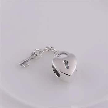 

LW081 925 Sterling Silver Large Hole Bead Key Heart Lock Beads In Bulk Compatible With Pandora Style Charm Bracelets
