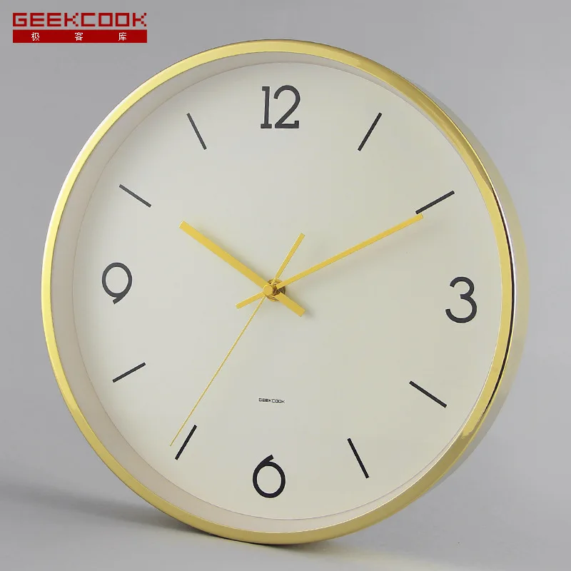 12 Polegada Silencioso relógio de Parede Relógio de Moda Moderna de Metal Circular ouro Rosa Relógio de Parede Tempo Preciso Quadro Externo Atmosfera Simples Sala de Estar