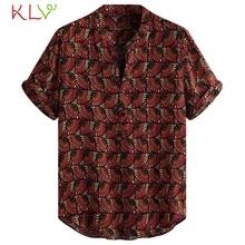 Летняя мужская рубашка с этническим Ретро принтом, Гавайская Повседневная рубашка с коротким рукавом, Топ Харадзюку, Мужская одежда для бега, 19мая