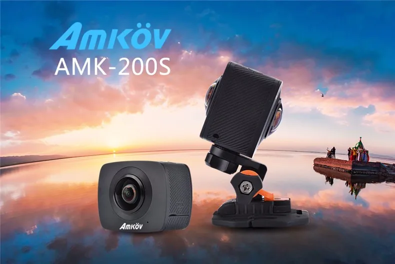 Новое поступление AMKOV AMK200S двойной объектив 360*360 градусов панорамная камера HD WiFi Спортивная экшн-камера Поддержка VR Youtube