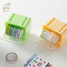Kawaii Candy Color Desktop Tape Storage Box Case Plastic Box Stationery Sticker Holder Desk Organizer Office School Supplies dhl free 200pc korea stationery color cartoon bookshelf plastic bookend desk book organizer office shelves pink cheap supplies
