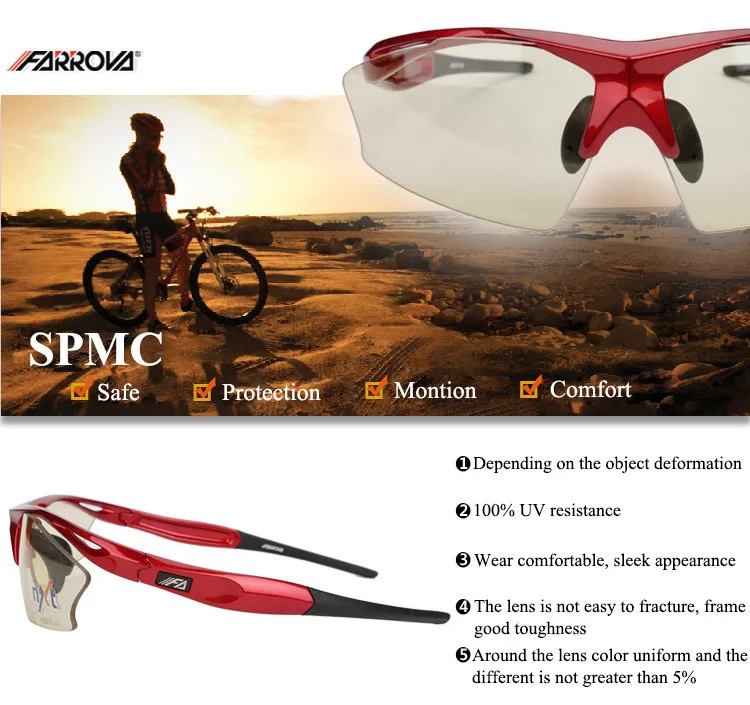FARROVA бренд Профессиональный Велоспорт Eyewears спортивные солнцезащитные очки мотоциклетные красочные очки велосипедные очки Occhiali De Cic
