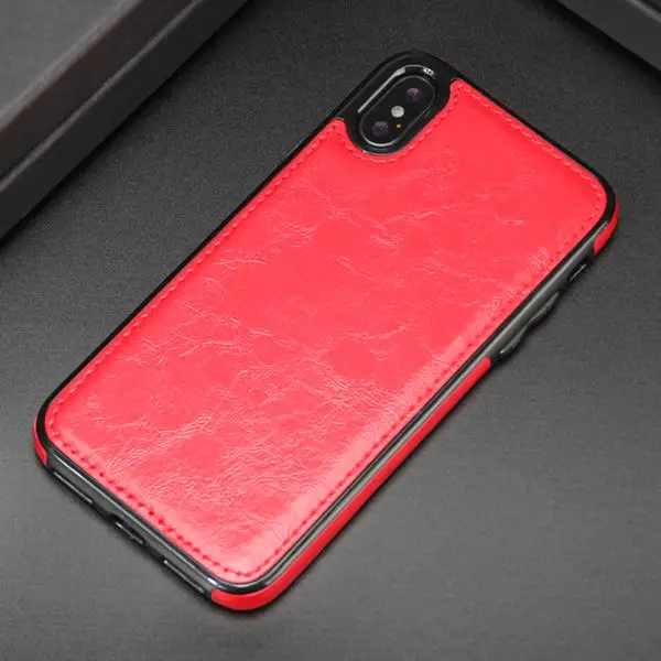 Поглощающий кожаный чехол для iphone XS Max XR XS X магнитный автомобильный держатель Чехол-подставка для iphone 5s 6 6s Plus 7 7Plus 8 8Plus - Цвет: glossy red
