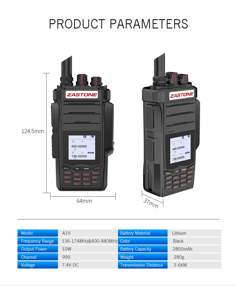 Zastone A19 рация 10 Вт CB радио приемопередатчик 10 Вт VHF& UHF Ручной для охоты радио 136-174/400-480 МГц