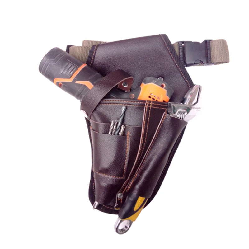 

Leather Electrician Pockets Storage Bag Waterproof Hardware Waist Tool Bag for Electric Cordless Drill Holder Tool Belt