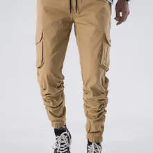 Новые бегунов Для мужчин Лидер продаж сезон: весна–лето повседневные эластичные брюки на талии Качественный Хлопок Военные карго штаны; модные штаны Для мужчин