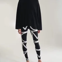 Elfwish, новинка, женские леггинсы Leon, отрицательные монограммы, геометрические принты, обтягивающие брюки