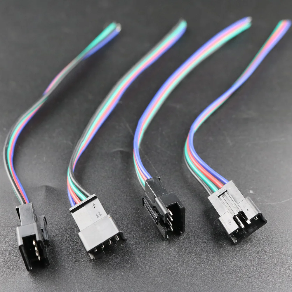 Оптовая продажа 10 комплектов JST 4pin разъем для 3528 5050 RGB светодиодные ленты кабель