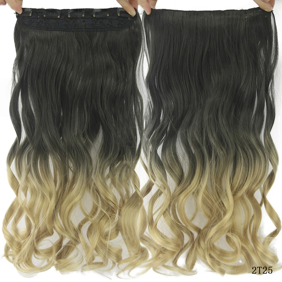 Soowee 24 дюйма длинные вьющиеся черные серые женские волосы высокотемпературный синтетический Омбре волосы кусок клип в наращивание волос
