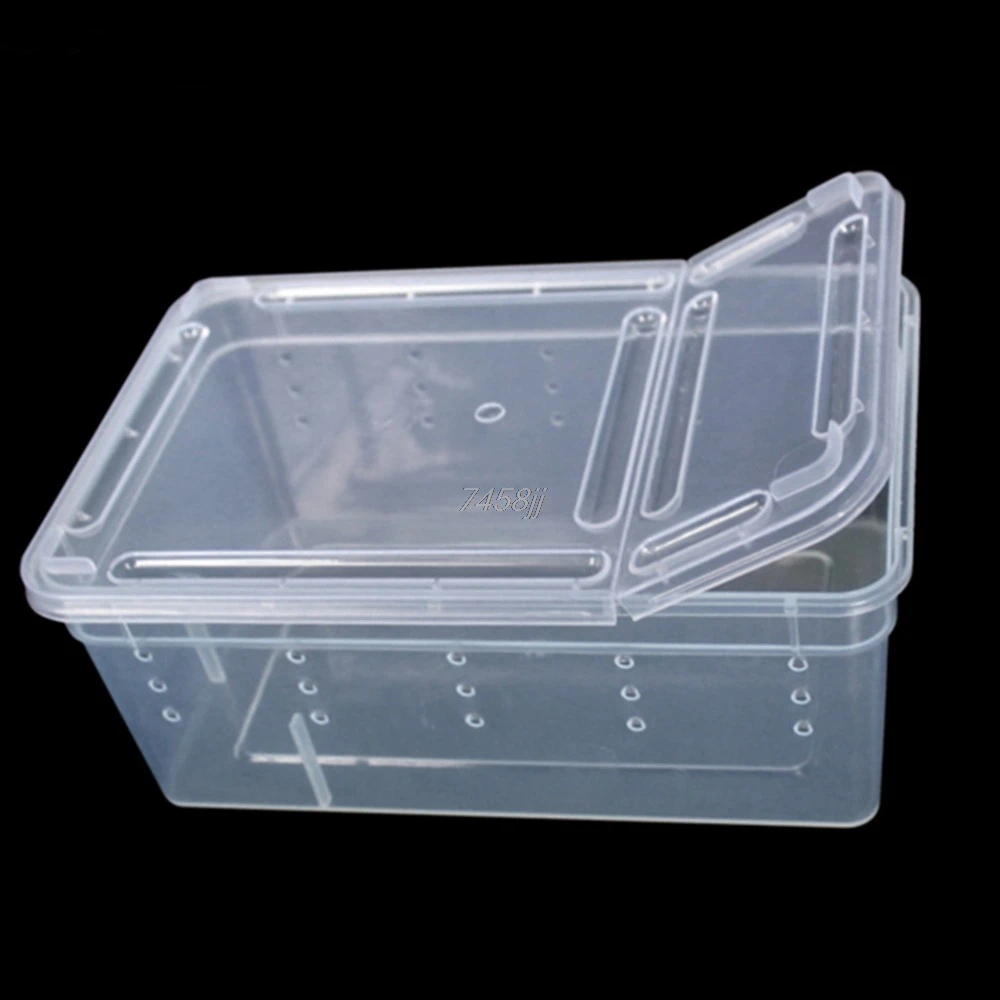 Террариум для рептилий прозрачная пластиковая коробка насекомых рептилий транспортная разведение живое питание кормушка G03 Прямая поставка