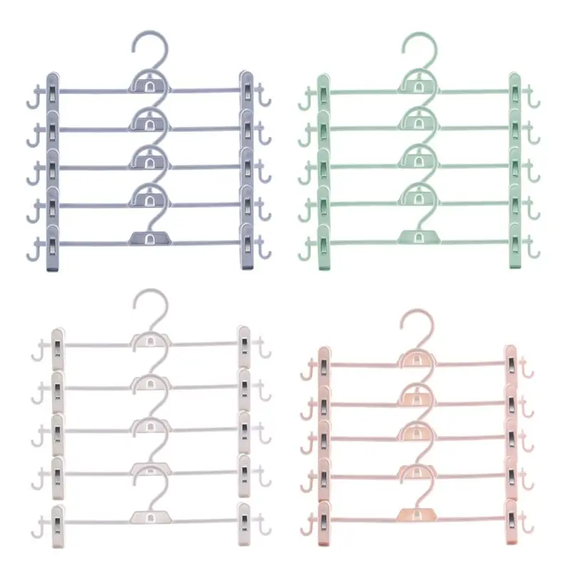 

5pcs Stackable Hanger Rack Strong Plastic Pants Trouser Skirt Add-On Hanger with Adjustable Clip and hook Non Slip Space-Saving